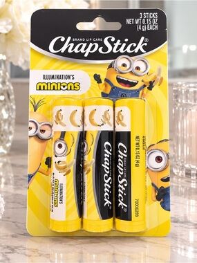 ChapStick Minions Banana-Nana Lip Balm 3 Pack Limited Edition 0.45 oz